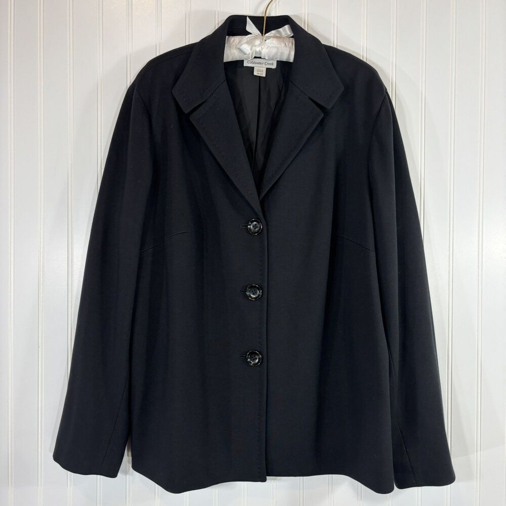 Coldwater Creek Womens Black Blazer Jacket Size 20/22 Formal Office Stretch Chic